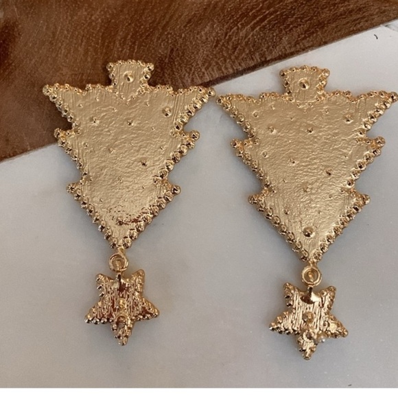 NWT Christmas Tree Star Rhinestone Holiday Earrings - Picture 3 of 5